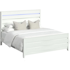 Tobias King Bed with LED in White