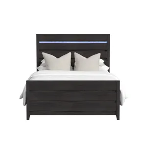 Tobias Queen Bed with LED in Black