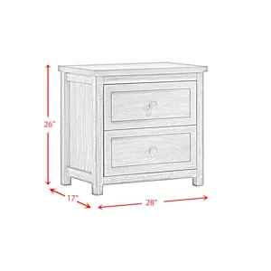 Trey 2-Drawer Nightstand in Grey Wire Brushed