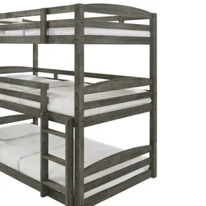 Trey Triple Twin Bunk in Grey Wire Brushed