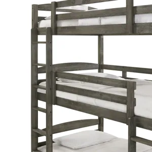 Trey Triple Twin Bunk in Grey Wire Brushed