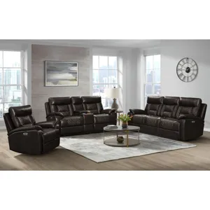 Trinidad Power Motion Loveseat with Console in Pebble Brown