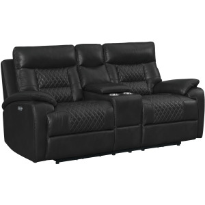 Trinidad Power Motion Loveseat with Power Headrest & Console in Pebble Black