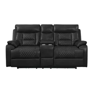 Trinidad Power Motion Loveseat with Power Headrest & Console in Pebble Black