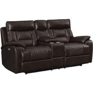 Trinidad Power Motion Loveseat with Console in Pebble Brown