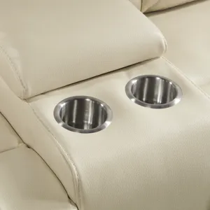 Trinidad Power Motion Loveseat with Power Motion Head Recliner & Console in Pebble Cream