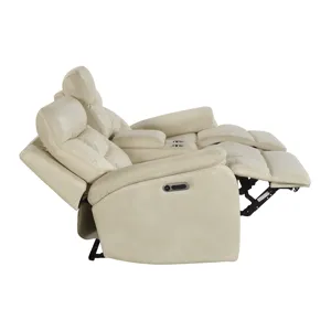 Trinidad Power Motion Loveseat with Power Motion Head Recliner & Console in Pebble Cream
