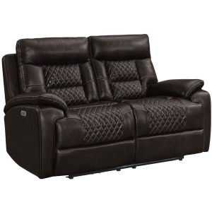 Trinidad Power Motion Loveseat with Power Motion Head Recliner in Pebble Brown