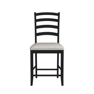 Tulane 5pc Counter Table & 4 Counter Chairs with Beige Fabric in Oak & Black