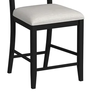 Tulane 5pc Counter Table & 4 Counter Chairs with Beige Fabric in Oak & Black