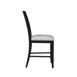 Tulane 5pc Counter Table & 4 Counter Chairs with Beige Fabric in Oak & Black