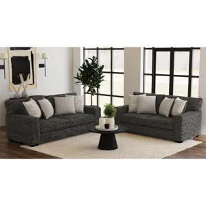 Tully Loveseat in Galactic Charcoal with 4 Pillows