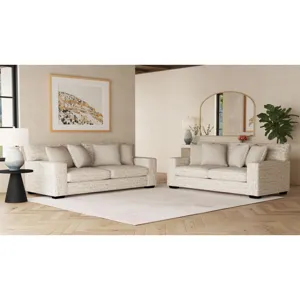 Tully Loveseat in Galactic Parchment with 4 Pillows