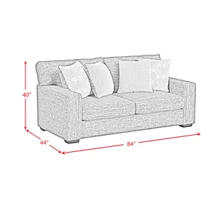 Tully Loveseat in Galactic Parchment with 4 Pillows