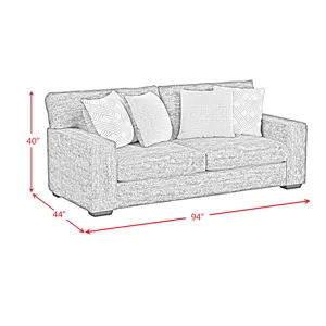 Tully Sofa in Galactic Charcoal with 4 Pillows