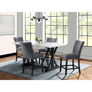 Tuscany Counter Linen Nailhead Side Chair (2 Per Pack) - Charcoal