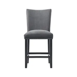 Tuscany Counter Linen Nailhead Side Chair (2 Per Pack) - Charcoal