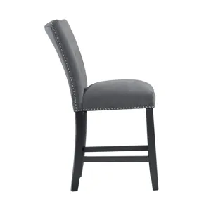 Tuscany Counter Linen Nailhead Side Chair (2 Per Pack) - Charcoal