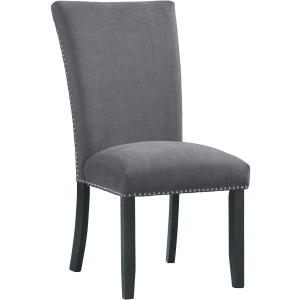 Tuscany Dining Linen Nailhead Side Chair - Charcoal
