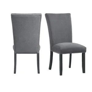 Tuscany Dining Linen Nailhead Side Chair (2 Per Pack) - Charcoal