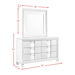 Twenty Nine Youth Dresser & Mirror Set White