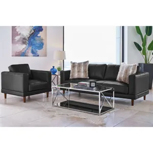 Hampton Sofa in Fiero Charcoal (Top Grain / PVC)