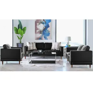 Hampton Sofa In Fiero Black (Top Grain/PVC)