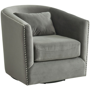 Stanton Swivel Chair In Mercer Grey W/nails (ISTA 3)