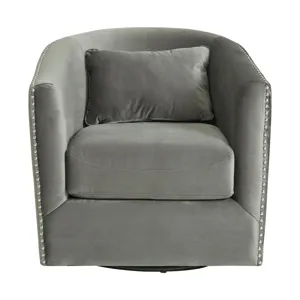 Stanton Swivel Chair In Mercer Grey W/nails (ISTA 3)