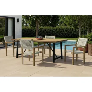 Veltis Dining Table with Acacia Top in Black