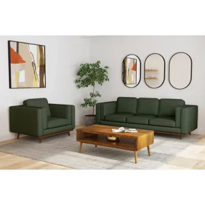 Venus Sofa in Belfast China Light Green with cherry finished wooden front