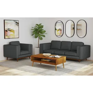 Venus Sofa in Belfast Charcoal with cherry finished wooden front