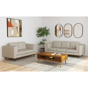 Venus Loveseat in Belfast China Beige with cherry finished wooden front