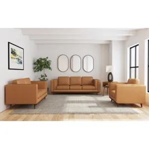 Venus Loveseat in Tex Tan with cherry finished wooden front