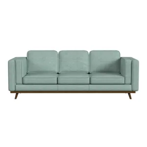Venus Sofa in Belfast Lagoon with cherry finished wooden front