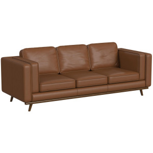 Venus Sofa in Pebble Tan with cherry finished wooden front