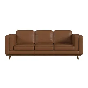 Venus Sofa in Pebble Tan with cherry finished wooden front