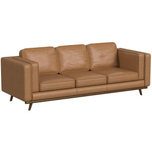 Venus Sofa in Tex Tan with cherry finished wooden front