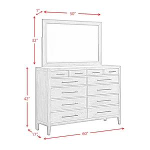 Versailles Contemporary 12-Drawer Dresser & Mirror Set in Black