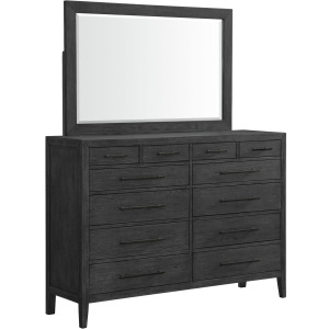 Versailles Contemporary 12-Drawer Dresser & Mirror Set in Black
