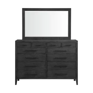Versailles Contemporary 12-Drawer Dresser & Mirror Set in Black