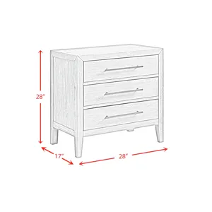 Versailles Contemporary 3-Drawer Nightstand in Black