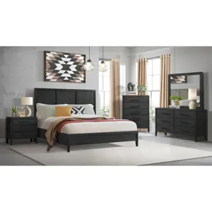 Versailles Contemporary Queen Bed with Low Footboard in Black