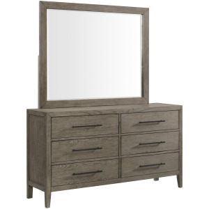 Versailles Contemporary 6-Drawer Dresser & Mirror Set in Grey