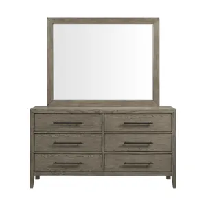 Versailles Contemporary 6-Drawer Dresser & Mirror Set in Grey