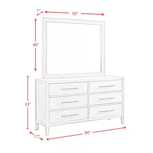 Versailles Contemporary 6-Drawer Dresser & Mirror Set in Black