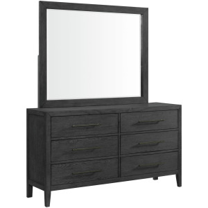 Versailles Contemporary 6-Drawer Dresser & Mirror Set in Black