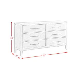Versailles Contemporary 6-Drawer Dresser in Grey