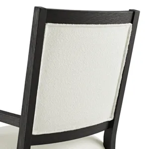 Versailles Contemporary Arm Chair with Boucle White Fabric in Black