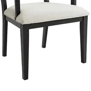 Versailles Contemporary Arm Chair with Boucle White Fabric in Black